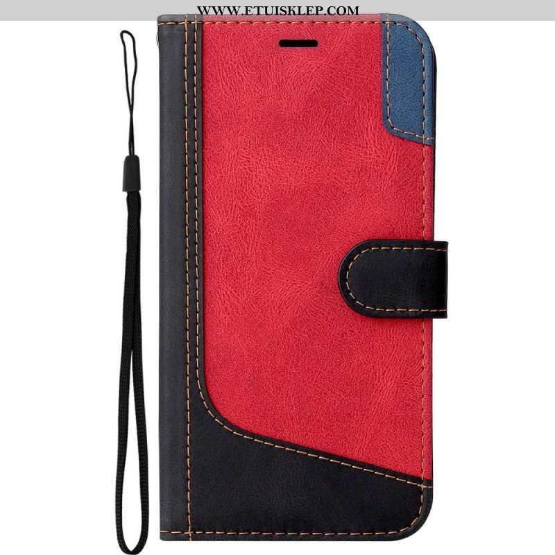 Etui Folio do Oppo A94 5G Trójkolorowy Ze Smyczą